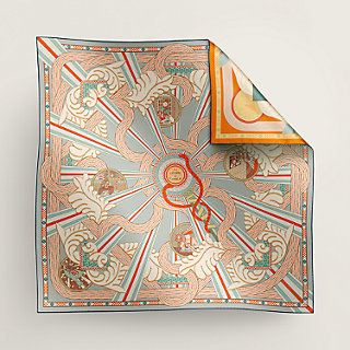 カレ 90 ダブルフェイス 《たいまつの光》 - ブルー | Hermès